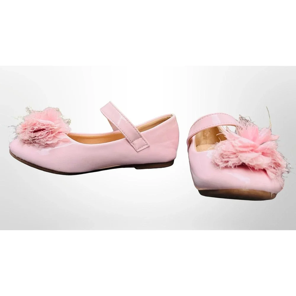 GUC ADAMUMU Toddler/Girl Mary Jane Ballet Flats Flower Embellishment Size 11